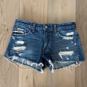 Abercrombie & Fitch Ripped Blue Jean Shorts